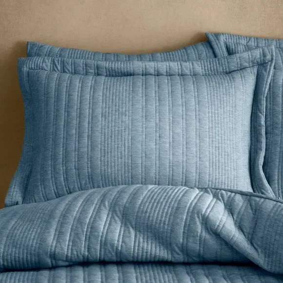 Oxford Pillowcase Pair Quilted - Blue, Jersey image