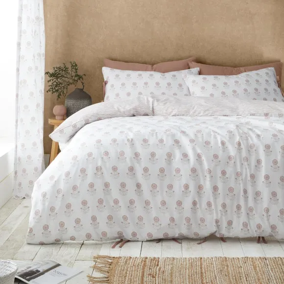 Reversible Duvet Cover Set Floral - Clay, Polyester