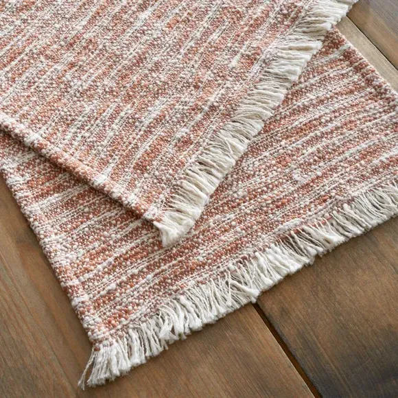 Set of 2 Textured Placemats - Orange, Cotton