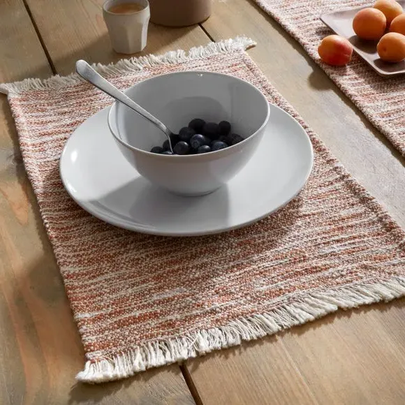 Set of 2 Textured Placemats - Orange, Cotton image