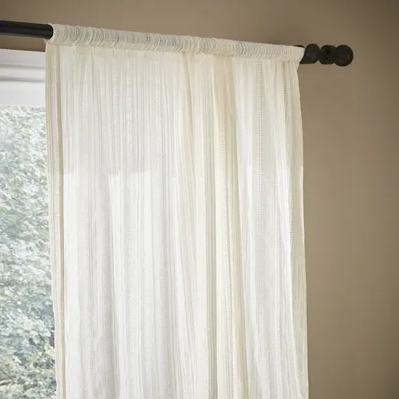Slot Top Voile Curtain Panel - Natural, Cotton image