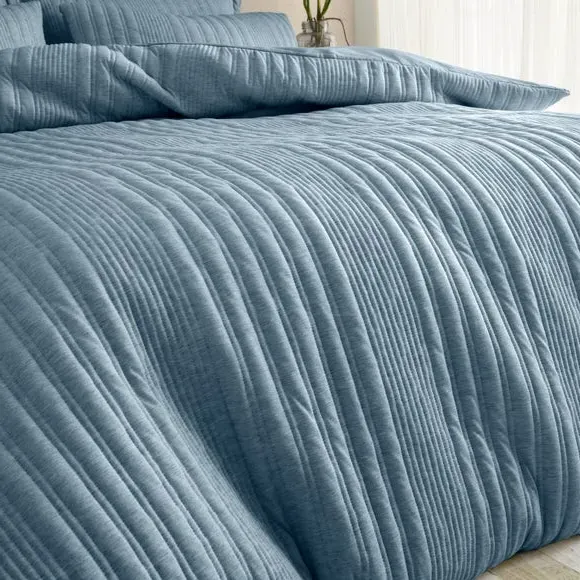 Stripe Duvet Cover Set - Blue, Jersey