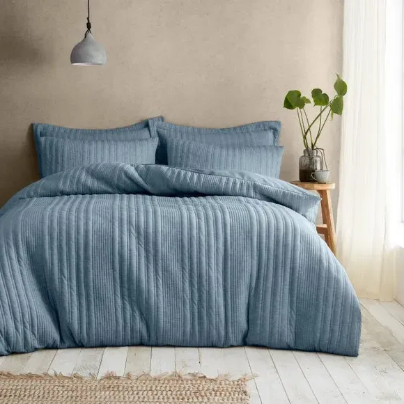 Stripe Duvet Cover Set - Blue, Jersey