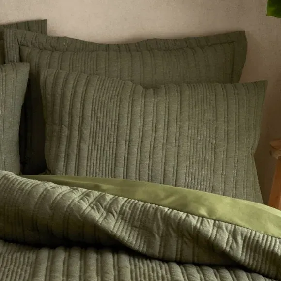 Stripe Duvet Cover Set - Green, Jersey