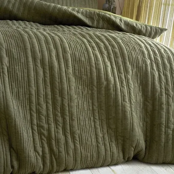 Stripe Duvet Cover Set - Green, Jersey