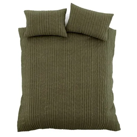 Stripe Duvet Cover Set - Green, Jersey