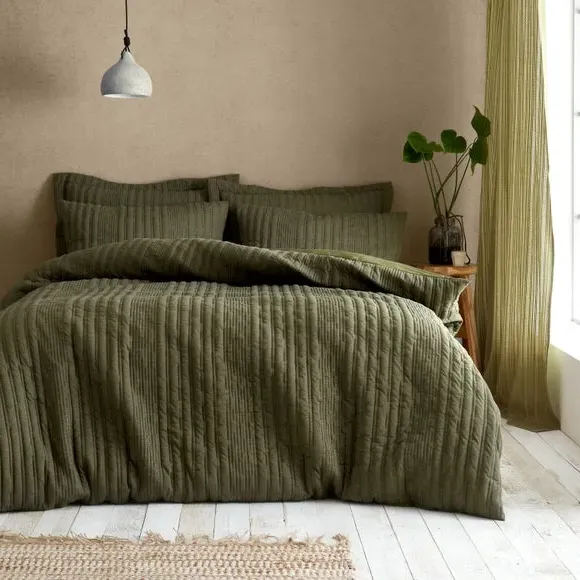 Stripe Duvet Cover Set - Green, Jersey