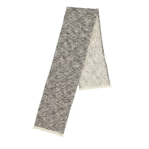 Textured Table Runner with Frayed Edge - Black