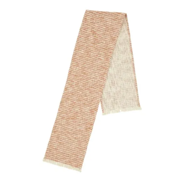 Textured Table Runner with Frayed Edge - Orange