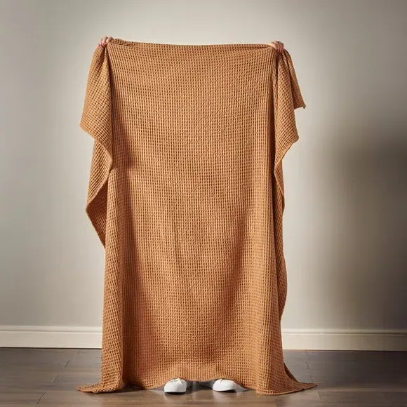 Waffle Throw Blanket - Caramel, Cotton