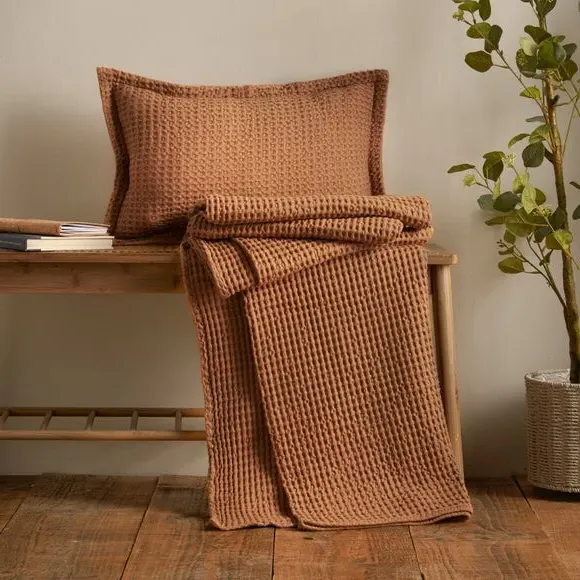 Waffle Throw Blanket - Caramel, Cotton