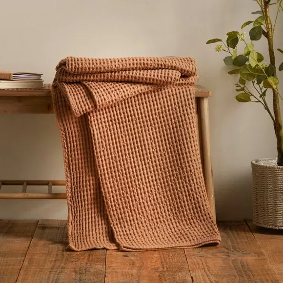 Waffle Throw Blanket - Caramel, Cotton image