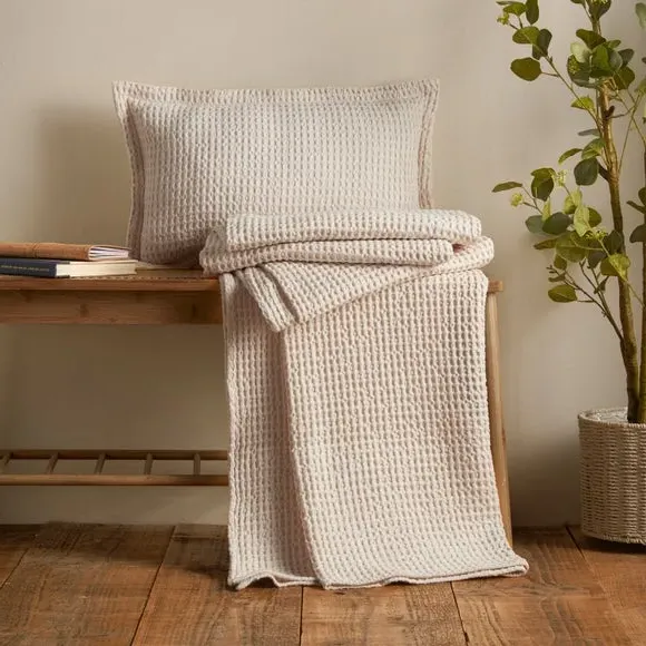 Waffle Throw Blanket - Natural, Cotton
