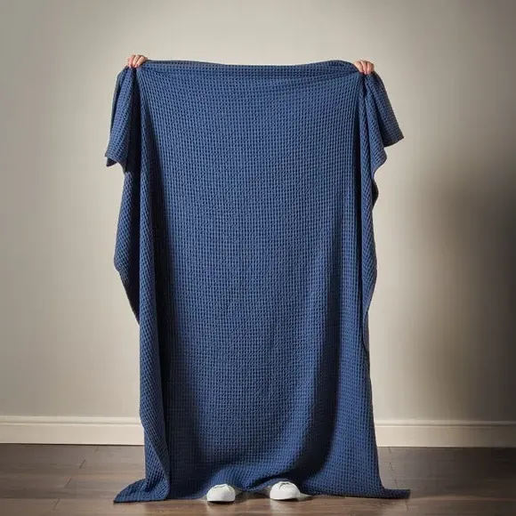 Waffle Throw Blanket - Navy, Cotton