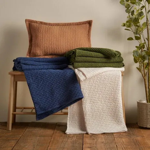 Waffle Throw Blanket - Navy, Cotton