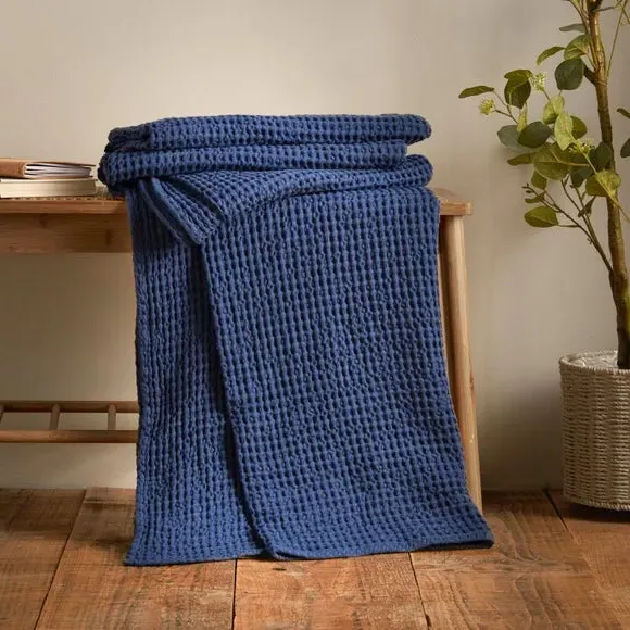 Waffle Throw Blanket - Navy, Cotton