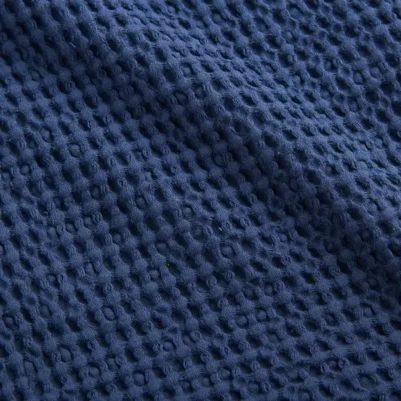 Waffle Weave Cushion with Zip - Navy, Cotton