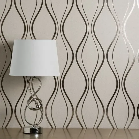Wave Wallpaper with Foil Finish - Gold, Vinyl image