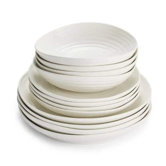 12-Piece Coupe Dinner Set - White, Porcelain