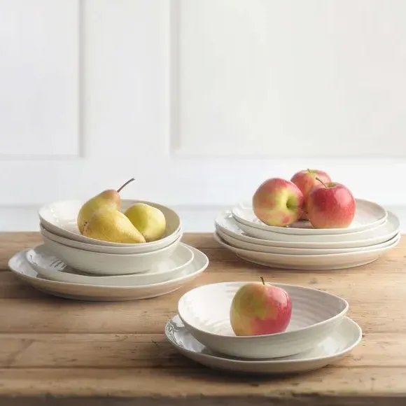 12-Piece Coupe Dinner Set - White, Porcelain