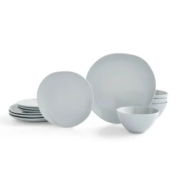 12-Piece Dinner Set Oven Safe - Grey, Stoneware