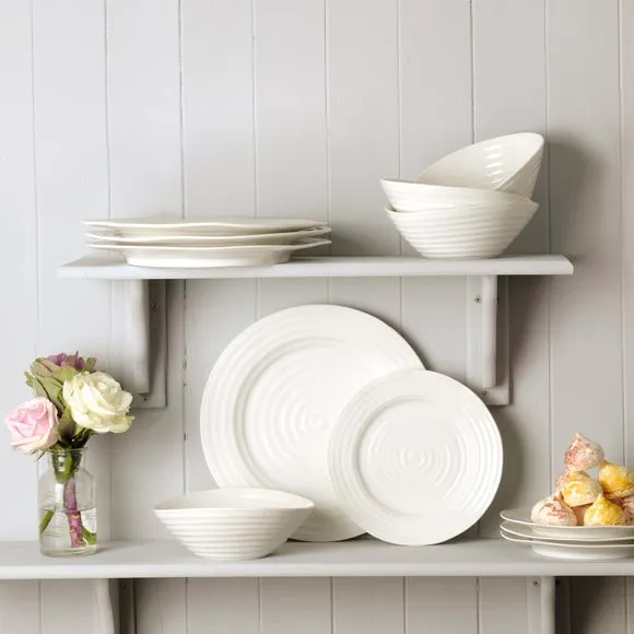 12 Piece Dinner Set with Ripple Texture - White