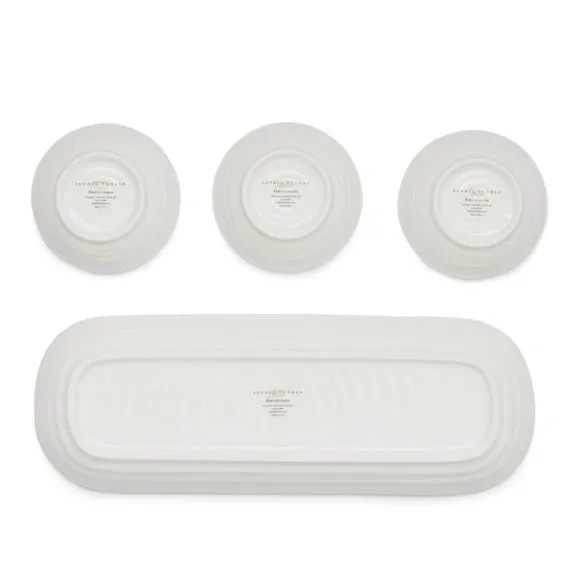 3-Bowl Set with Tray - White, Porcelain