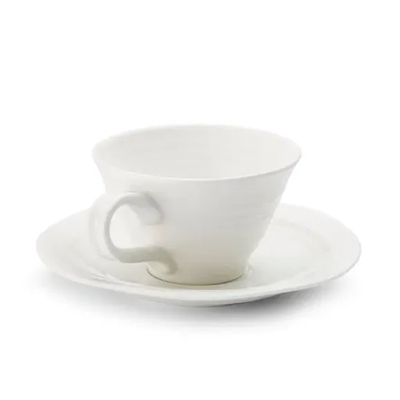 4-Piece Tea Cup & Saucer Set - White, Porcelain