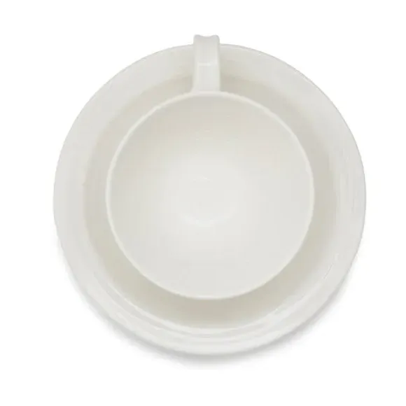 4-Piece Tea Cup & Saucer Set - White, Porcelain