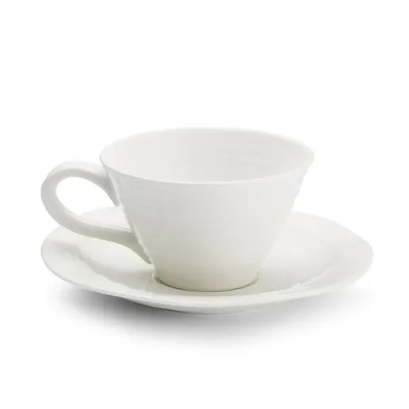 4-Piece Tea Cup & Saucer Set - White, Porcelain image