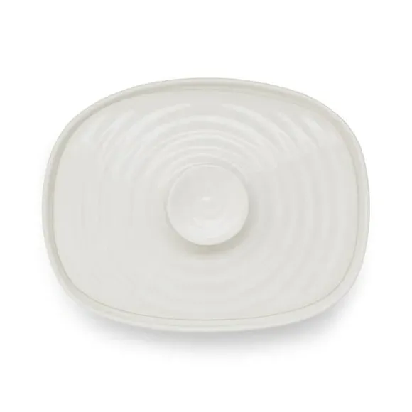 Butter Dish with Ripple Texture - White, Porcelain