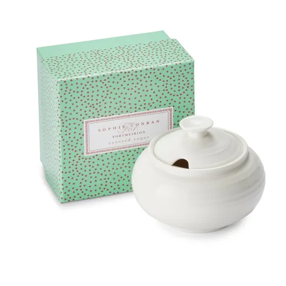 Covered Sugar Bowl with Lid - White, Porcelain