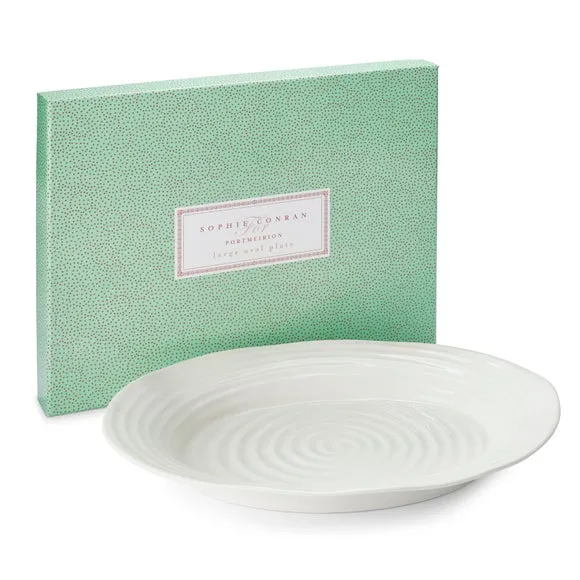 Large Oval Plate with Ripple Texture - White, Porcelain