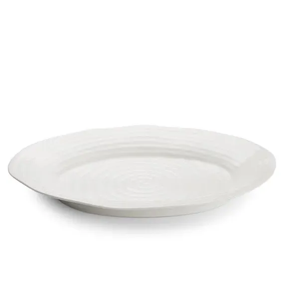 Large Oval Plate with Ripple Texture - White, Porcelain image