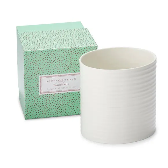 Large Oval Utensil Jar - White, Porcelain