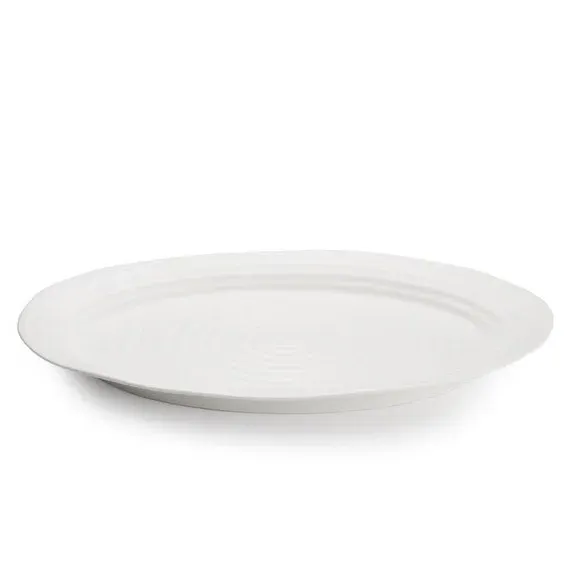 Large Platter with Ripple Texture - White, Porcelain