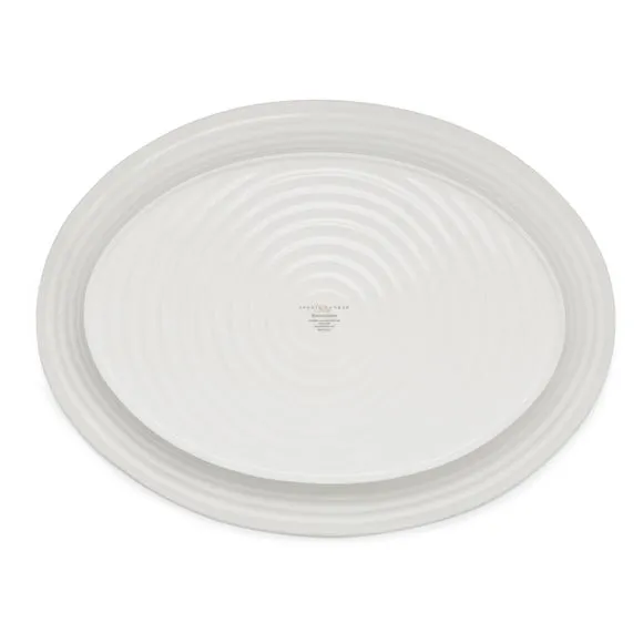 Large Platter with Ripple Texture - White, Porcelain