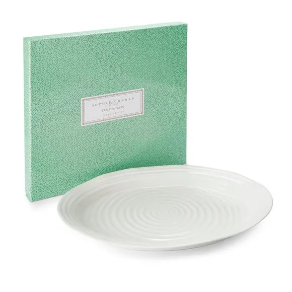 Large Platter with Ripple Texture - White, Porcelain