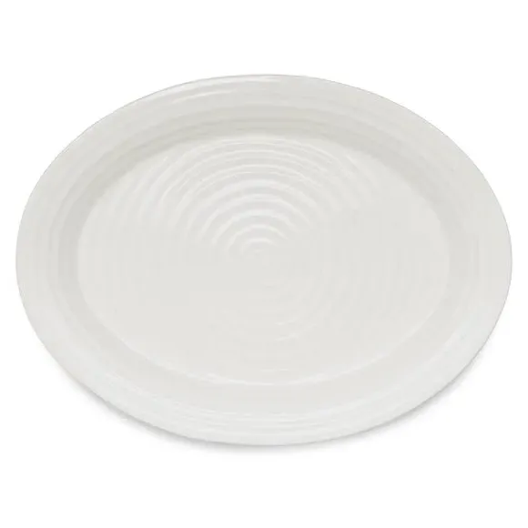 Large Platter with Ripple Texture - White, Porcelain image