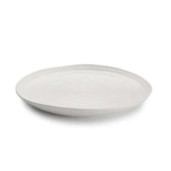 Round Platter with Ripple Texture - White, Porcelain