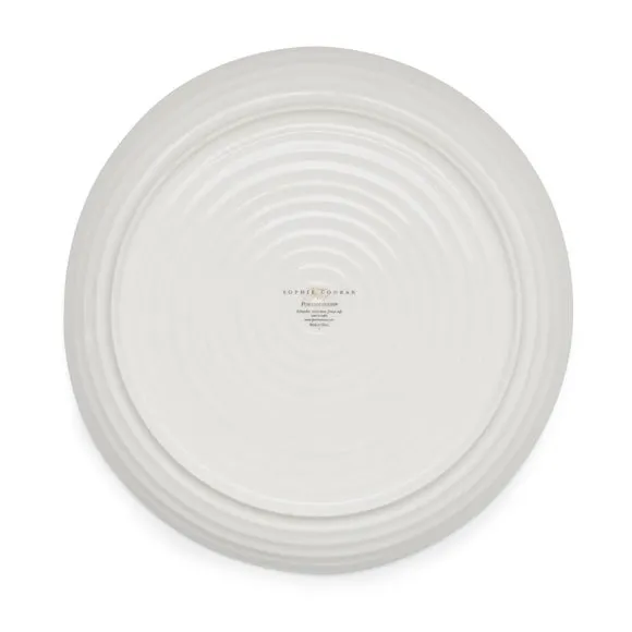 Round Platter with Ripple Texture - White, Porcelain