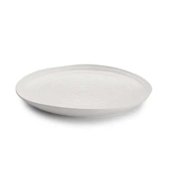 Round Platter with Ripple Texture - White, Porcelain image