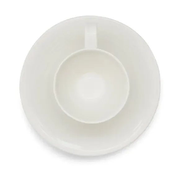 Set of 2 Espresso Cups & Saucers - White, Porcelain