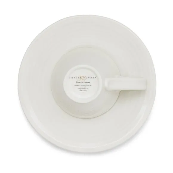Set of 2 Espresso Cups & Saucers - White, Porcelain