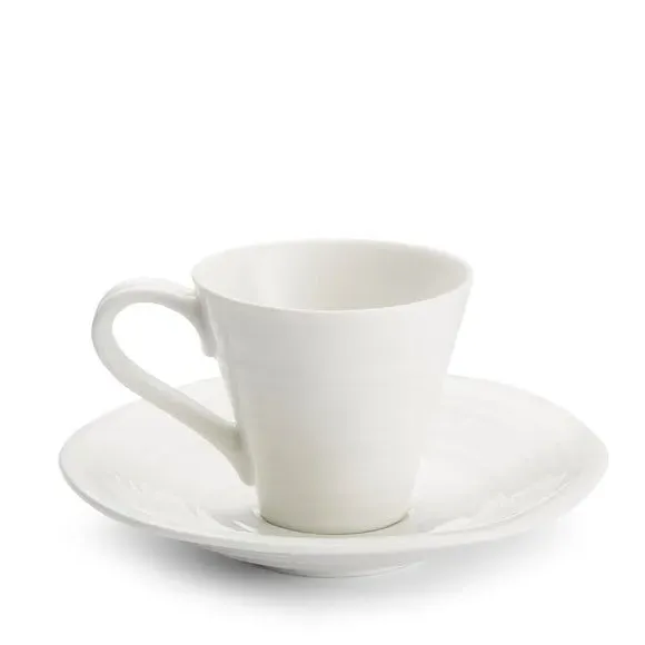 Set of 2 Espresso Cups & Saucers - White, Porcelain image