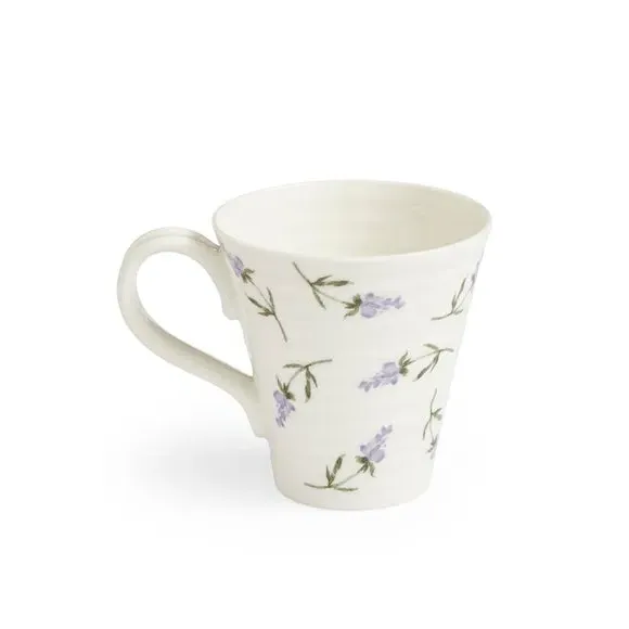 Set of 2 Mugs with Floral Design - White