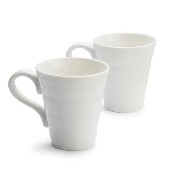 Set of 2 Mugs with Ripple Texture - White, Porcelain image