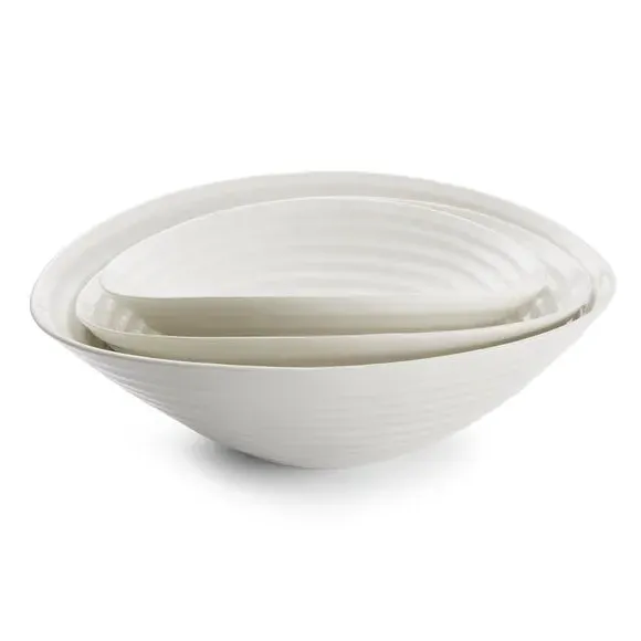 Set of 3 Salad Bowls - White, Porcelain