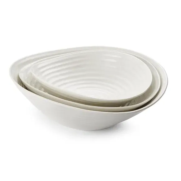 Set of 3 Salad Bowls - White, Porcelain image