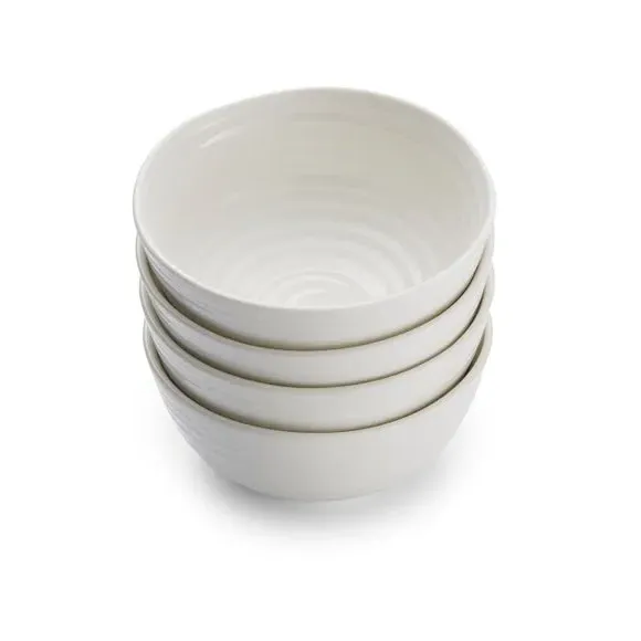 Set of 4 Bowls with Ripple Texture - White image